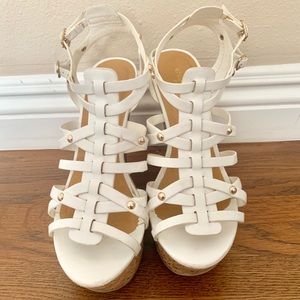 Charlotte Russe White Strappy Wedges